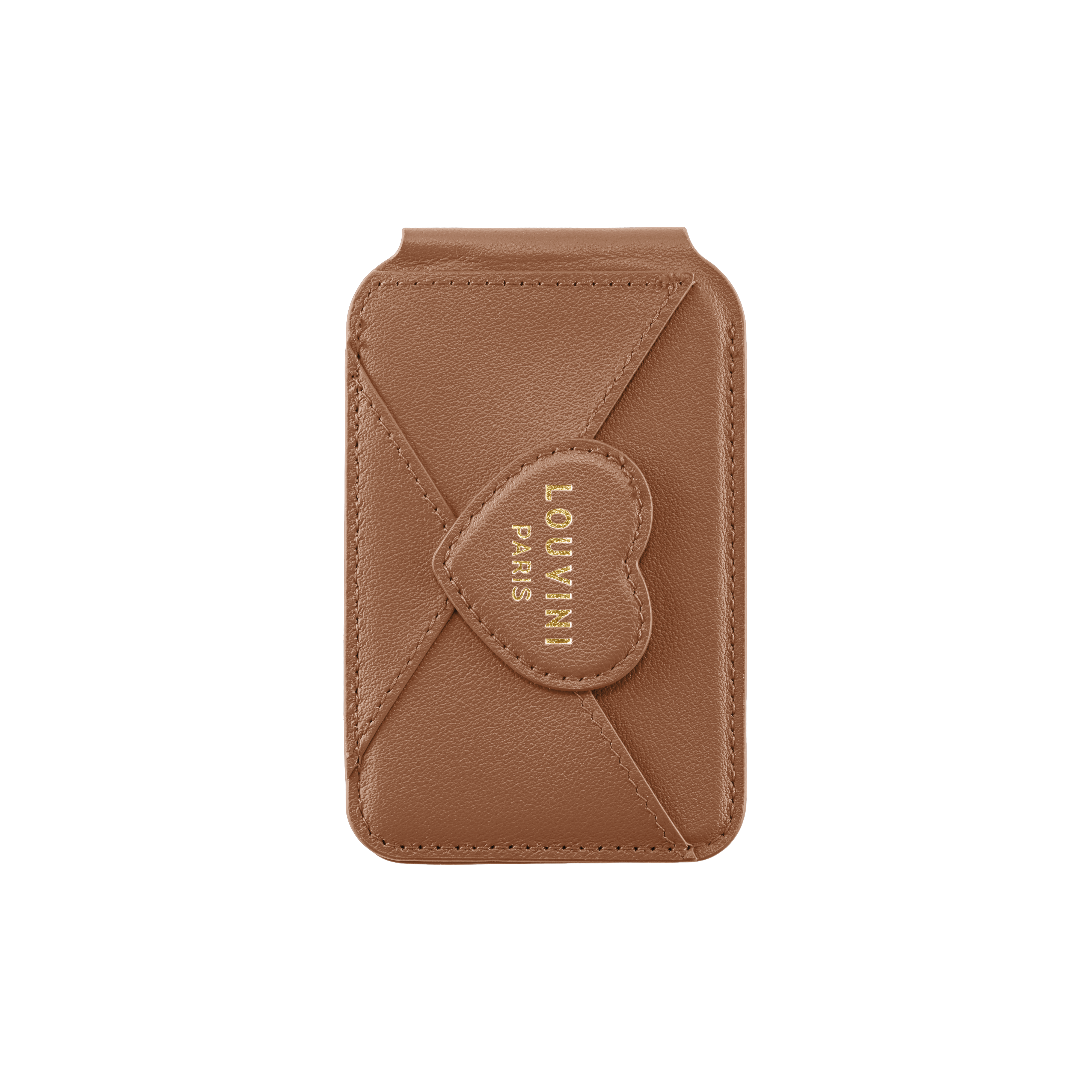 Porte-cartes MagSafe camel pour coque de téléphone avec motif cœur, accessoire pratique et tendance