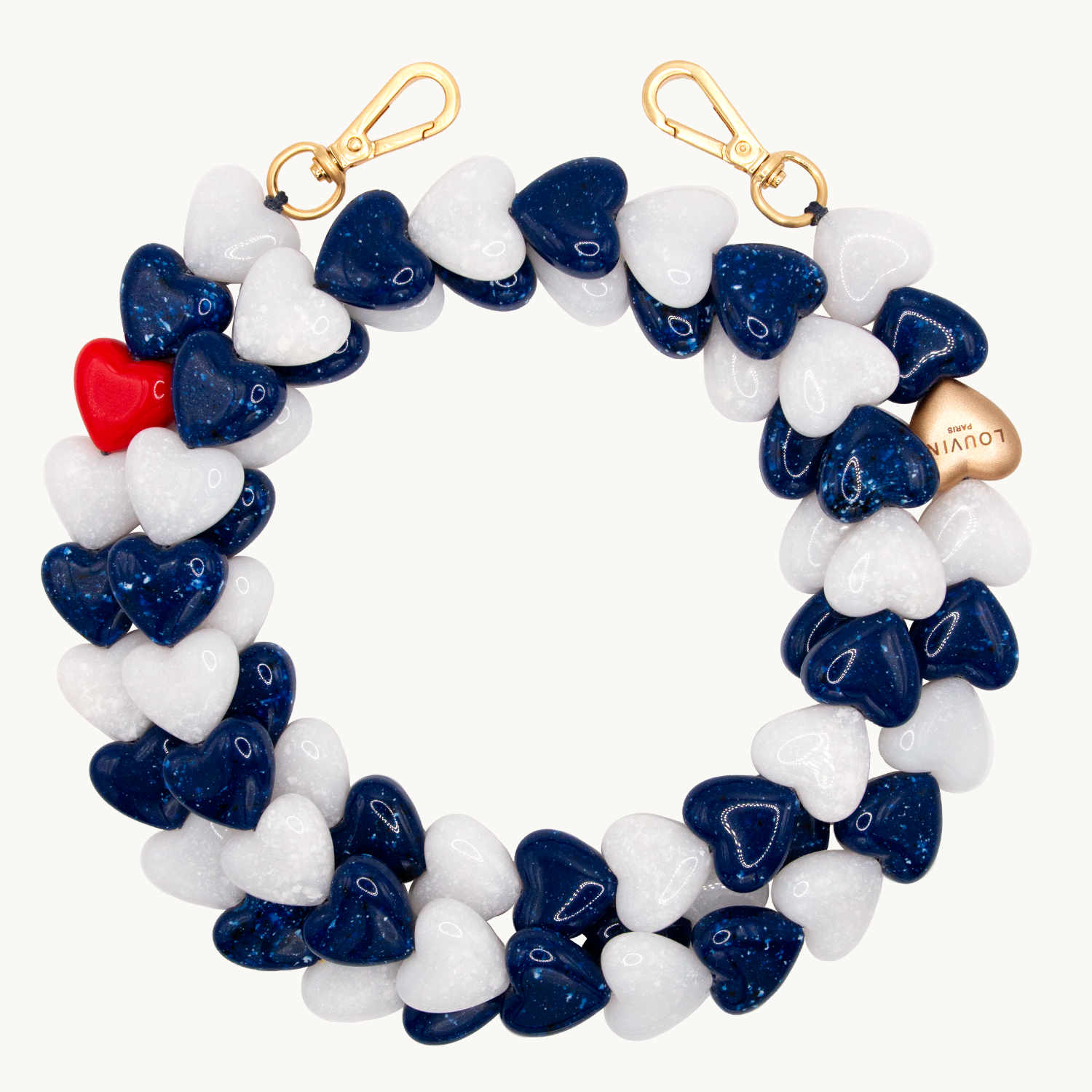 Chaîne de telephone coeur marine blanc