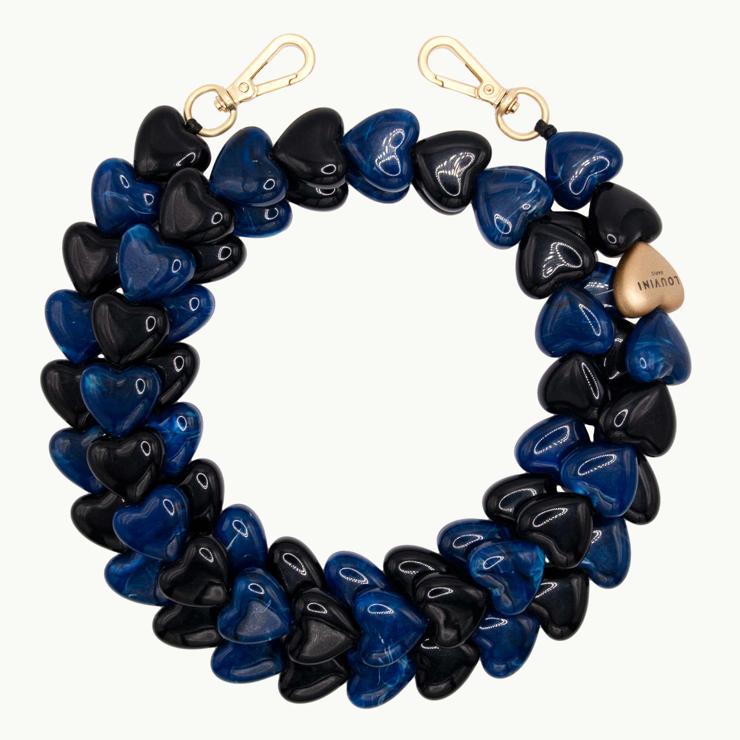 Chaîne de telephone coeur noir marine