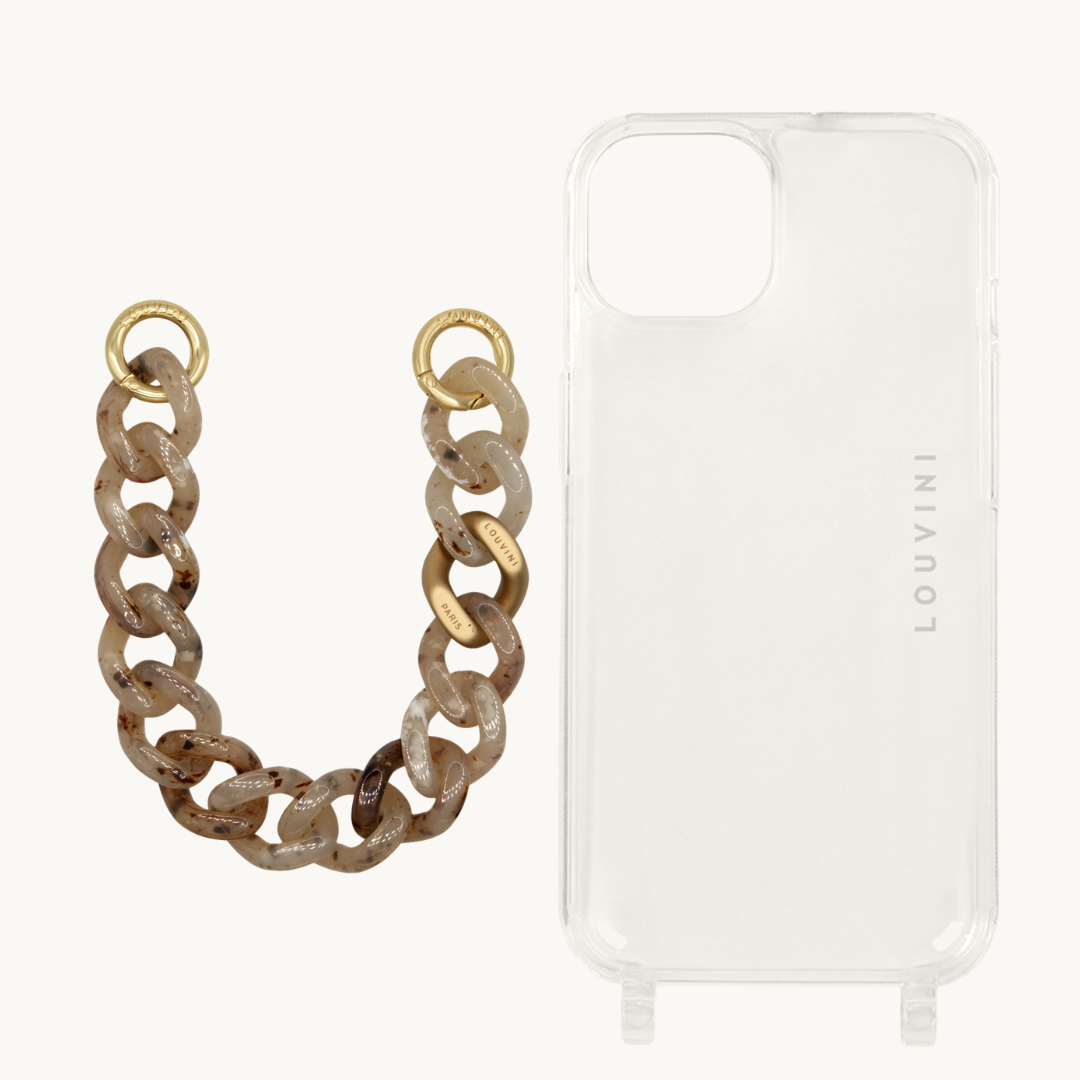 Charlie iPhone Case & Petit Zoe Beige Tortoiseshell Chain