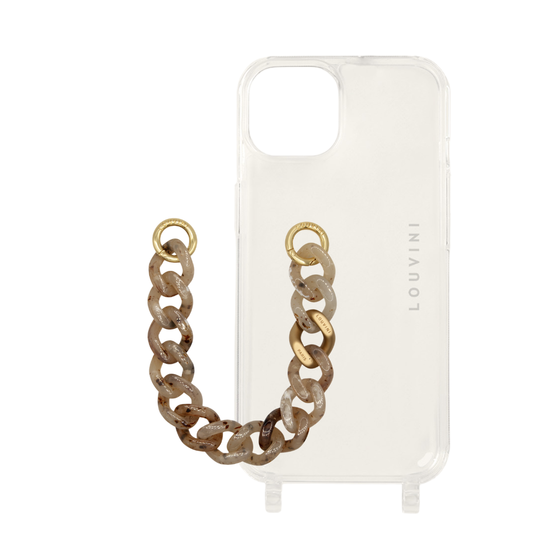 Coque Charlie iPhone & chaîne Petit Zoé Beige Écaille