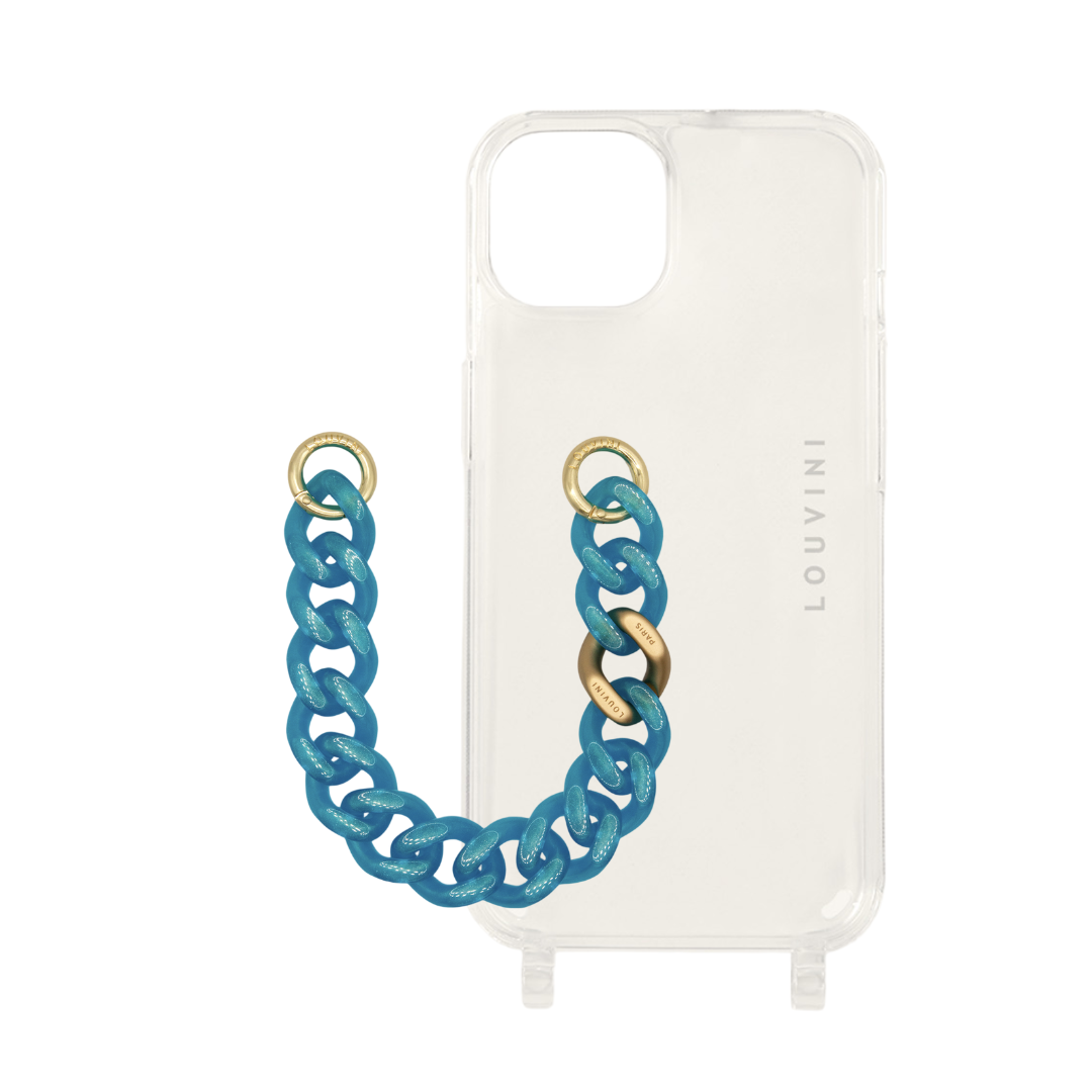 Coque Charlie iPhone & chaîne Petit Zoé Bleu Glacé