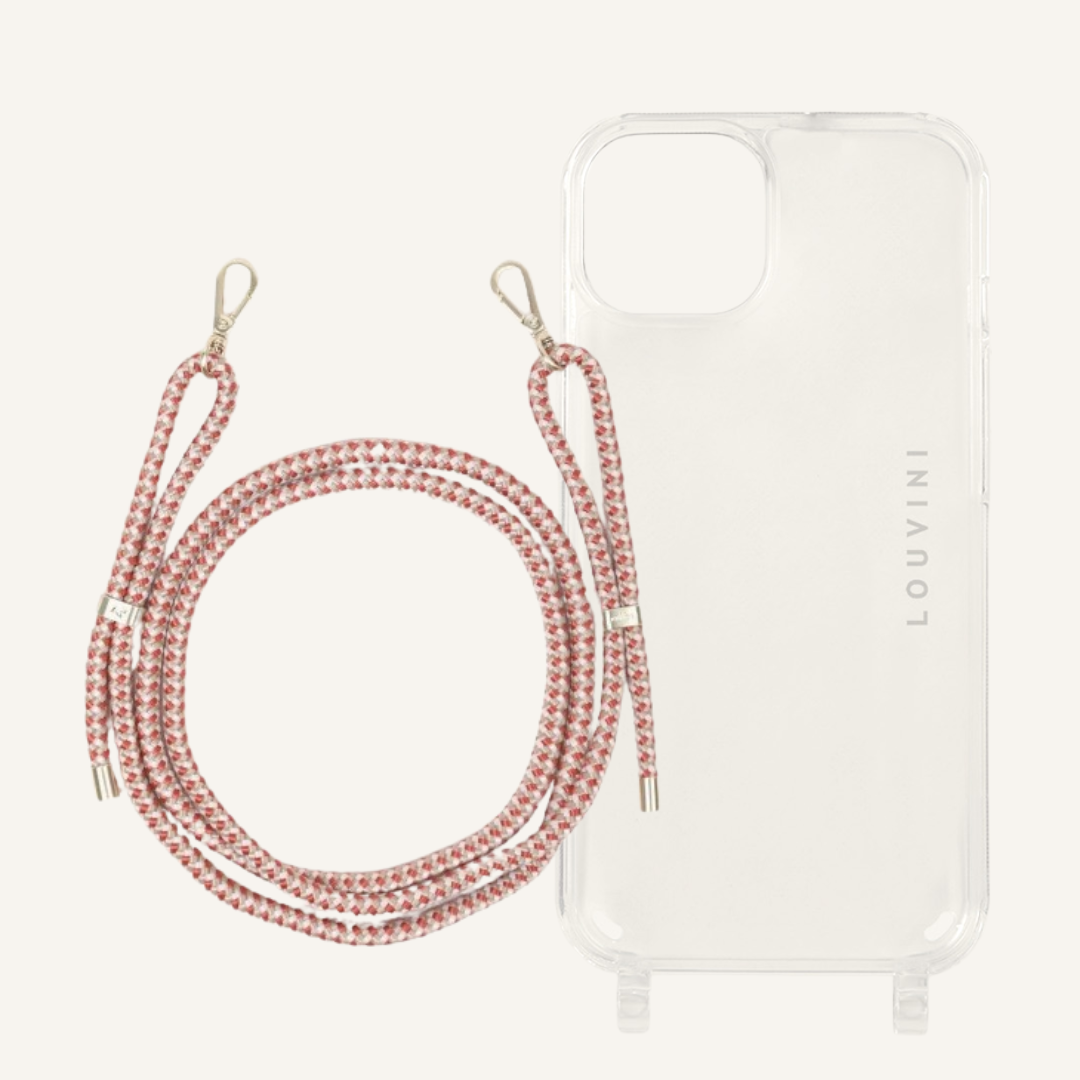 Coque Charlie iPhone & cordon Tessa rose-rouge