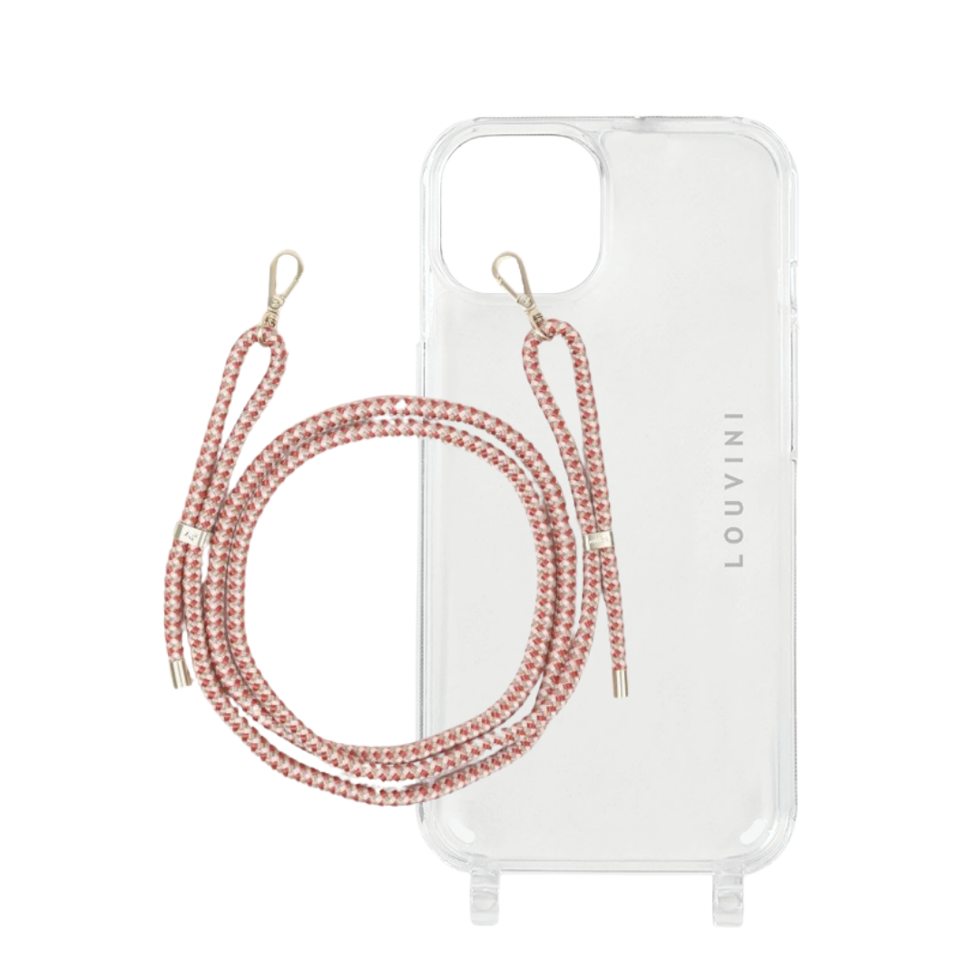 Coque Charlie iPhone & cordon Tessa rose-rouge