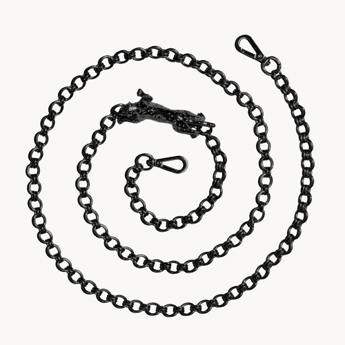 Chaine de telephone a maillon noir avec pendentif leopard