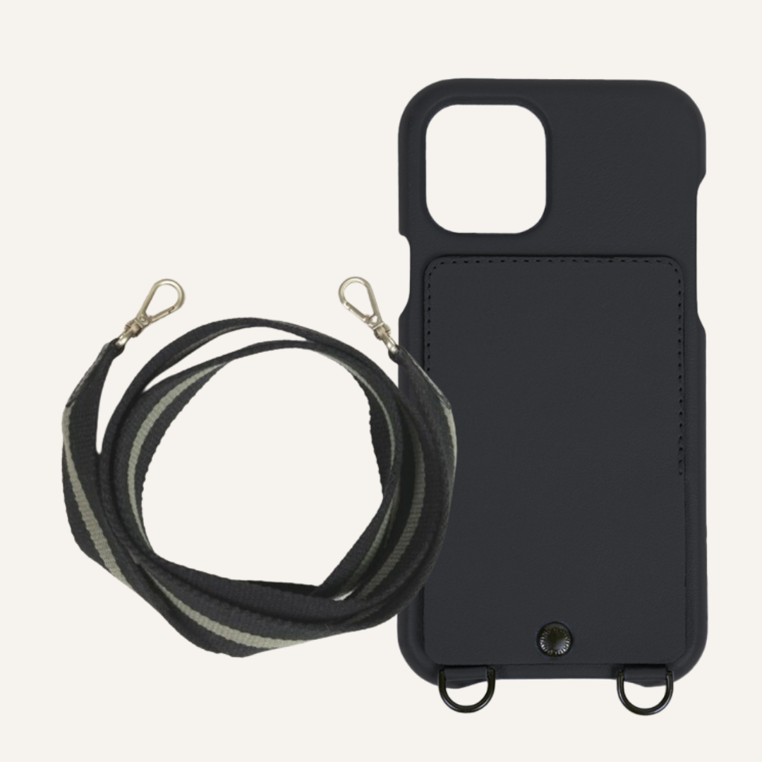 OSCAR Black Leather Case & OLYMPE Black-Khaki Cord