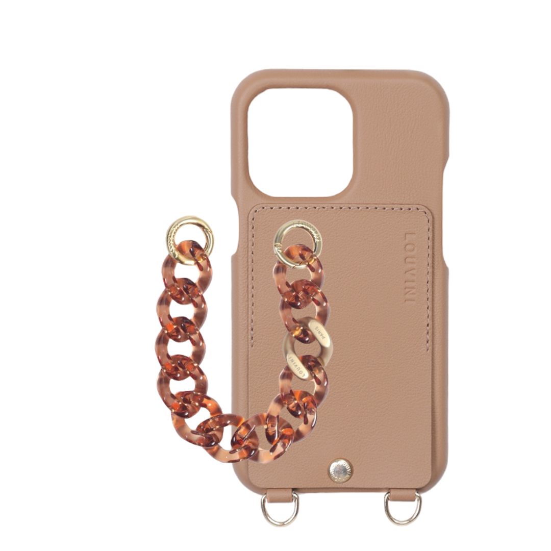 Étui iPhone Lou Camel & chaîne Petit Zoé Ambre