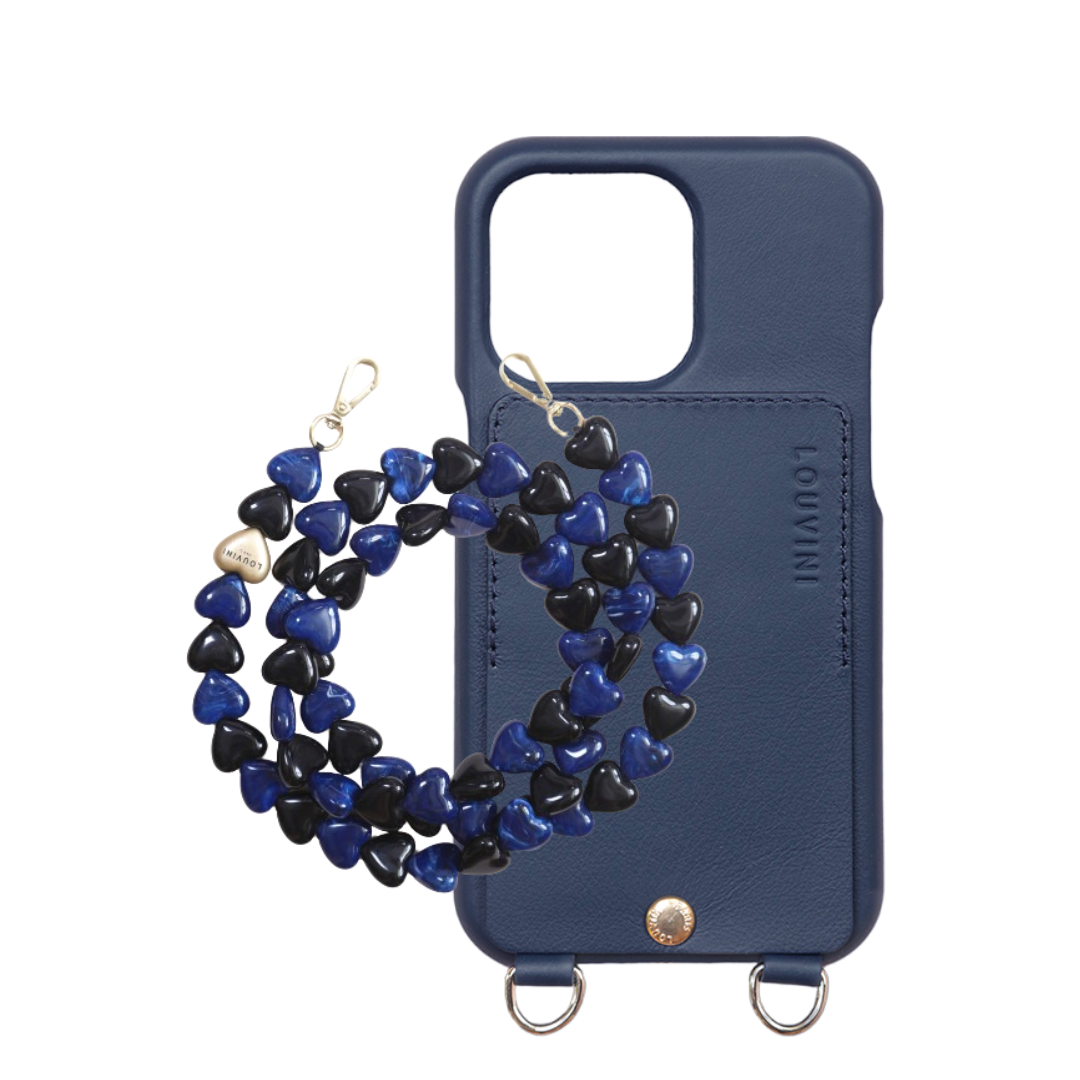 LOU Navy Leather Case & CUORE Black-Navy Chain