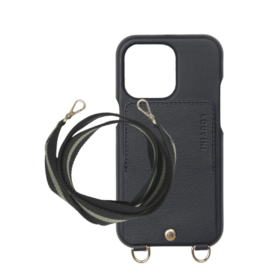 LOU Black Leather Case & OLYMPE Black-Khaki Cord