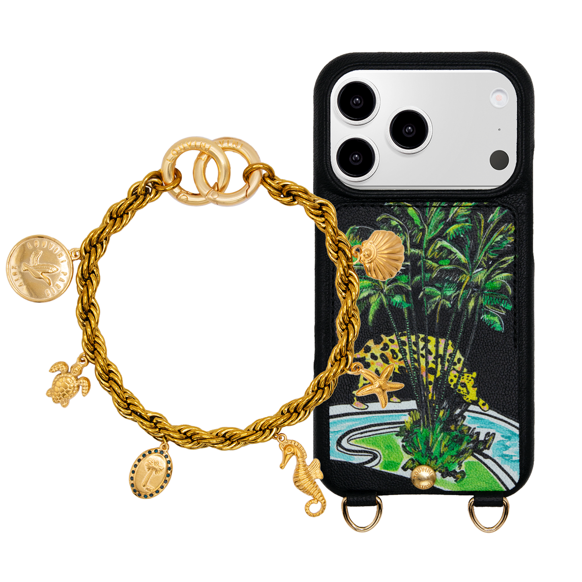 Coque iPhone LOU x FILIPE JARDIM Noir & Bracelet PETIT CELINE Jungle
