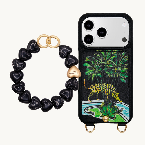 Coque iPhone LOU x FILIPE JARDIM Noir & Bracelet PETIT CUORE Noir