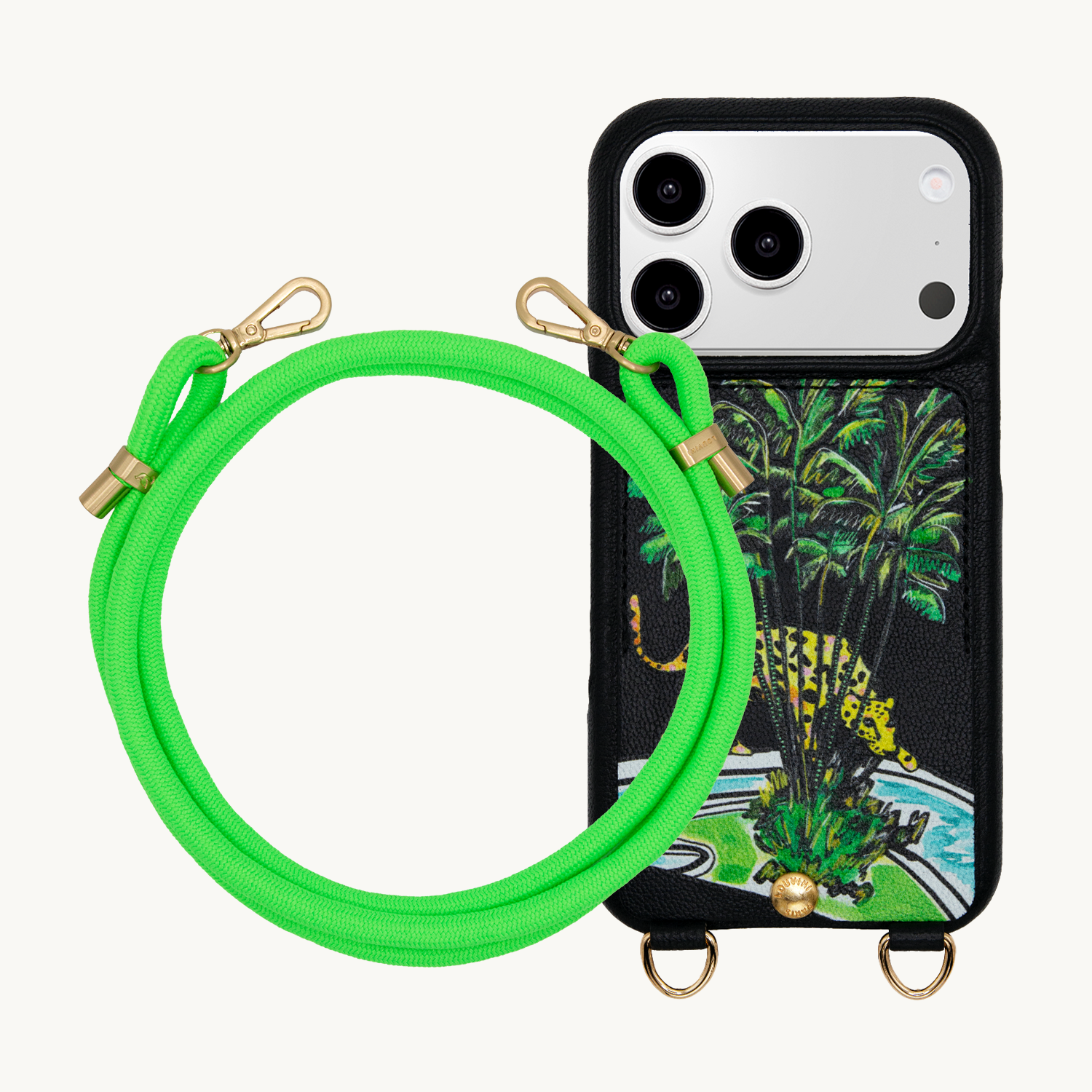 Coque iPhone LOU x FILIPE JARDIM Noir & Cordon TESSA POP Vert