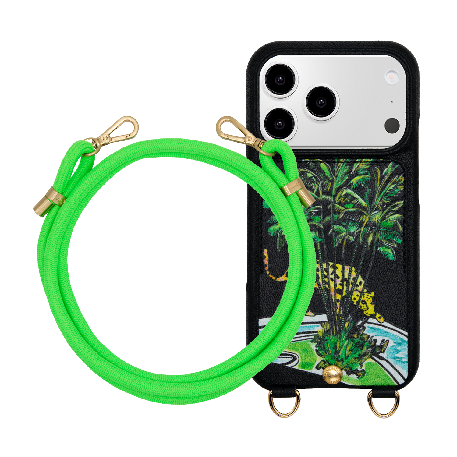 Coque iPhone LOU x FILIPE JARDIM Noir & Cordon TESSA POP Vert