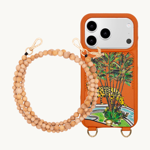 Coque iPhone LOU x FILIPE JARDIM Orange & Bandoulière ARIELLE Naturel