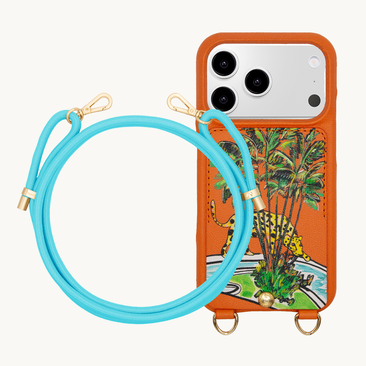 Coque iPhone LOU x FILIPE JARDIM Orange & Cordon TESSA Turquoise