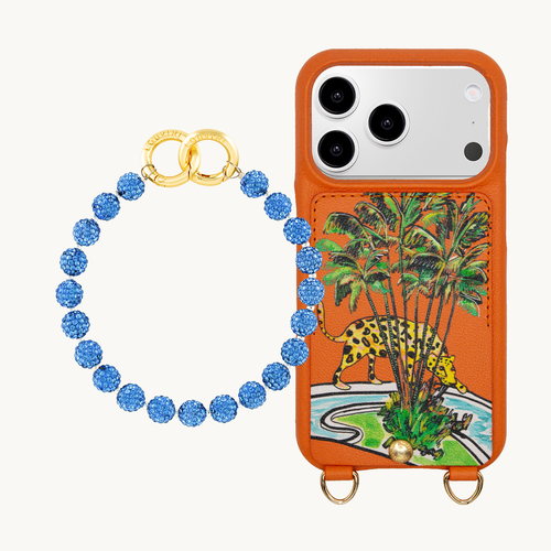 Coque iPhone LOU x FILIPE JARDIM Orange & Bracelet PETIT DAISY Bleu