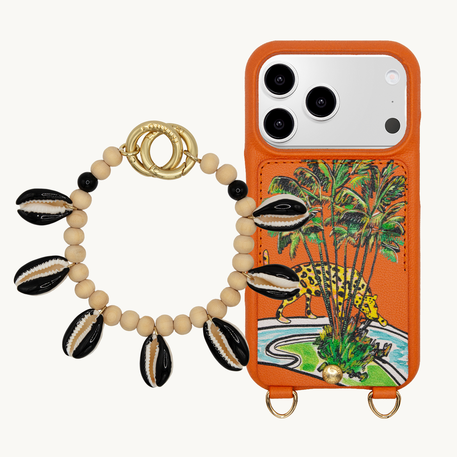 Coque iPhone LOU x FILIPE JARDIM Orange & Bracelet PETIT MOANA Noir