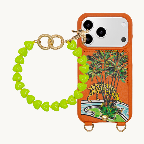 Coque iPhone LOU x FILIPE JARDIM Orange & Bracelet TINY CUORE Vert Fluo