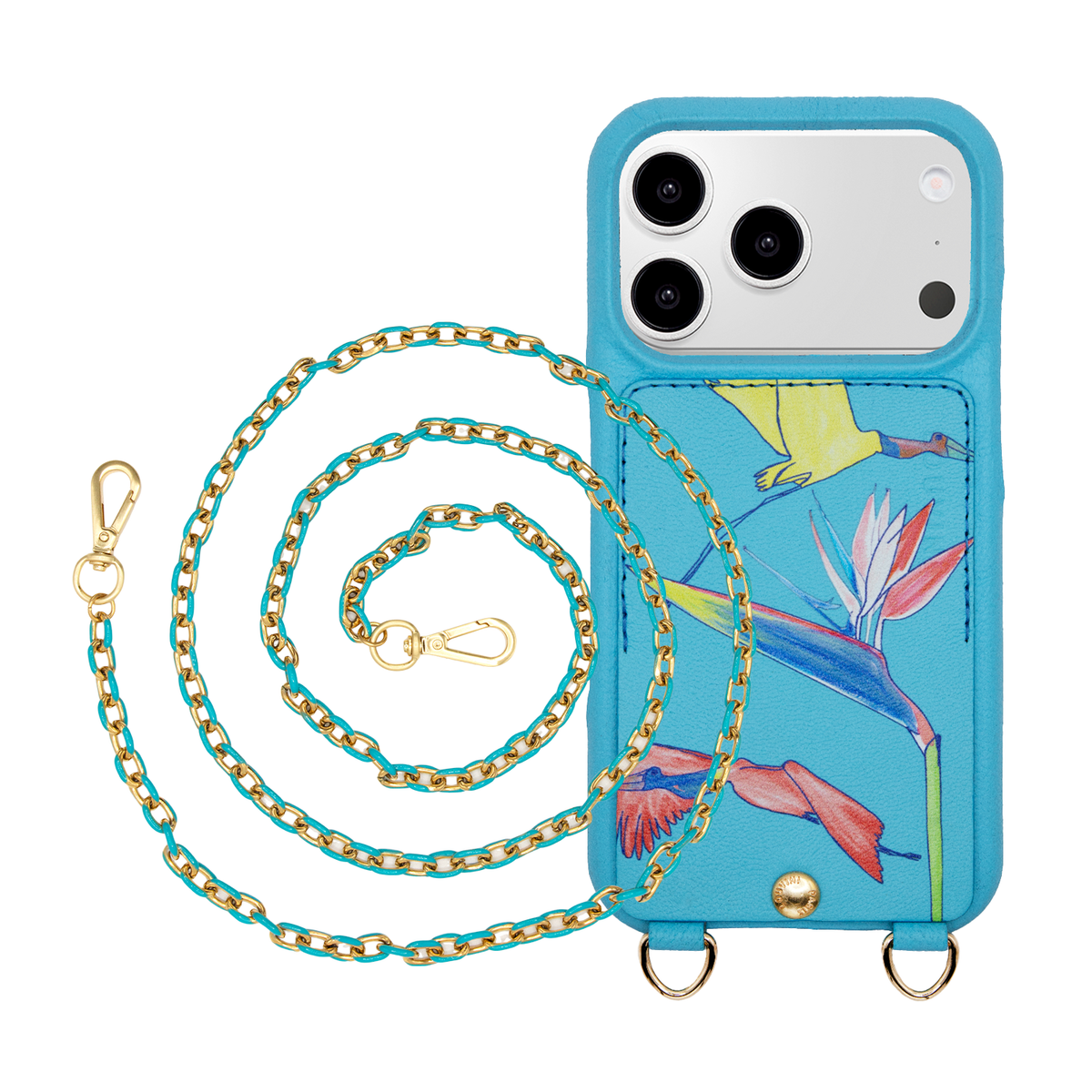Coque iPhone LOU x FILIPE JARDIM Turquoise & Chaîne MIA Turquoise