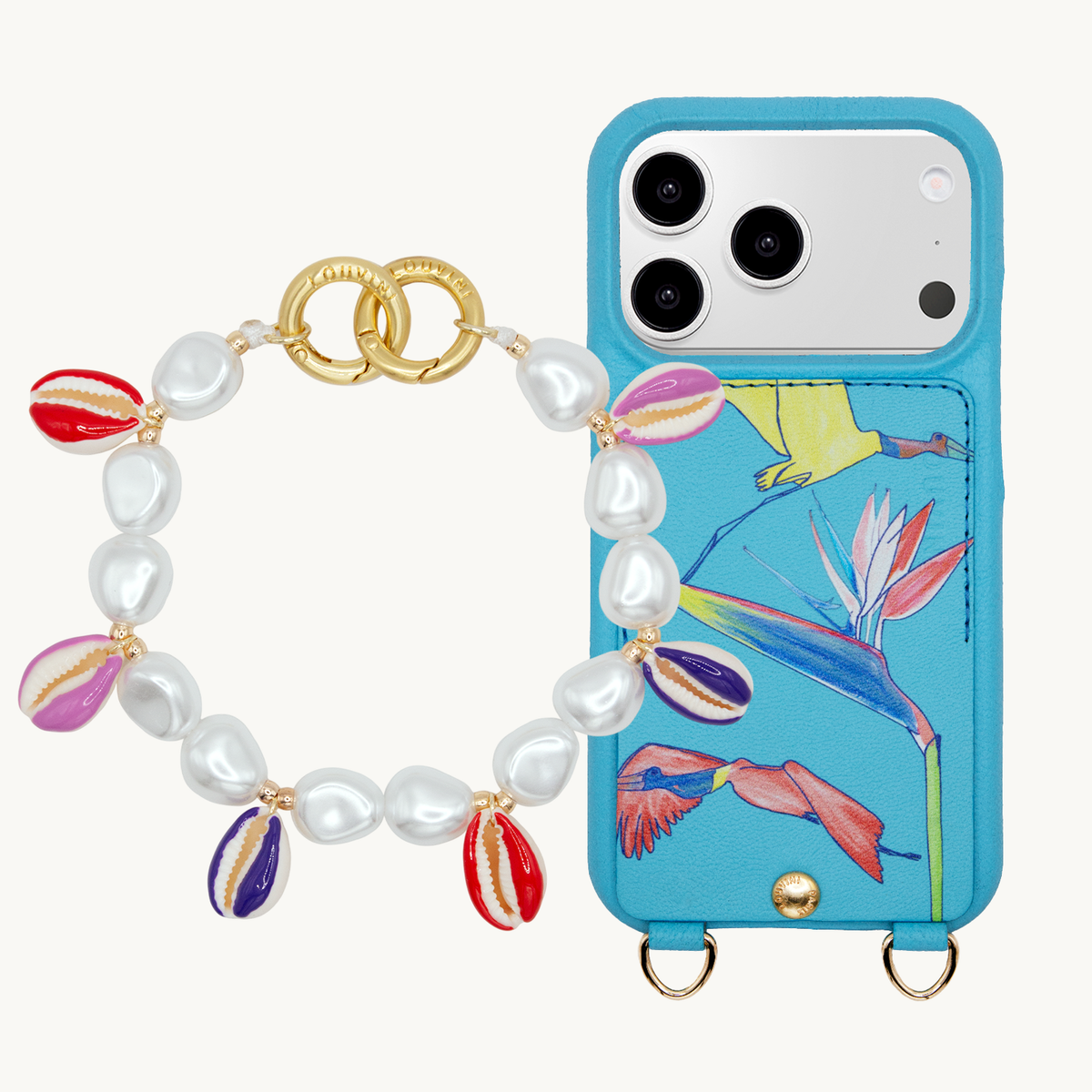 Coque iPhone LOU x FILIPE JARDIM Turquoise & Bracelet PETIT GAIA Sunset