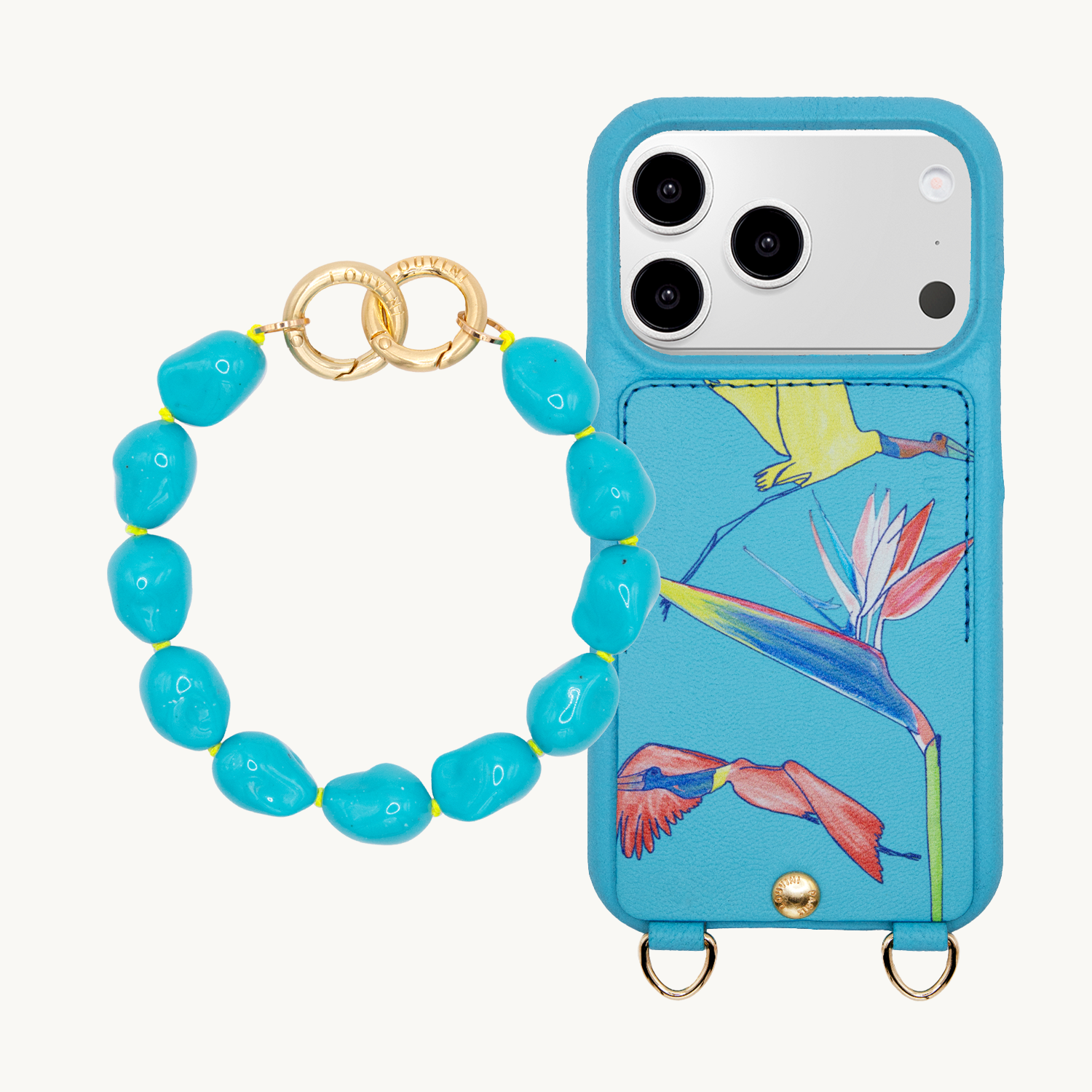 Coque iPhone LOU x FILIPE JARDIM Turquoise & Bracelet PETIT ROMY Turquoise