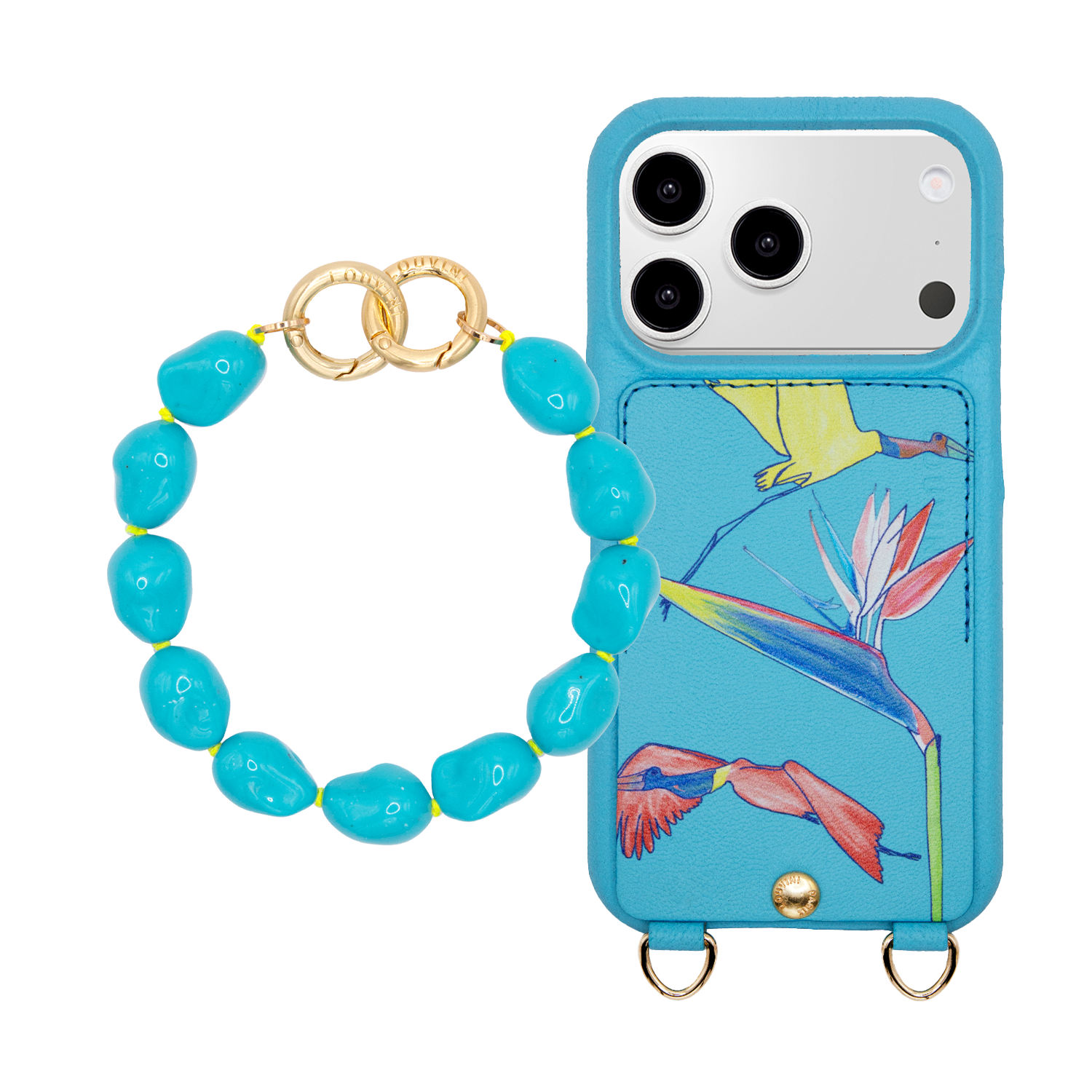 Coque iPhone LOU x FILIPE JARDIM Turquoise & Bracelet PETIT ROMY Turquoise