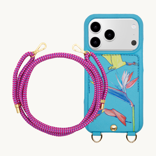 Coque iPhone LOU x FILIPE JARDIM Turquoise & Cordon TESSA Fuchsia-Violet