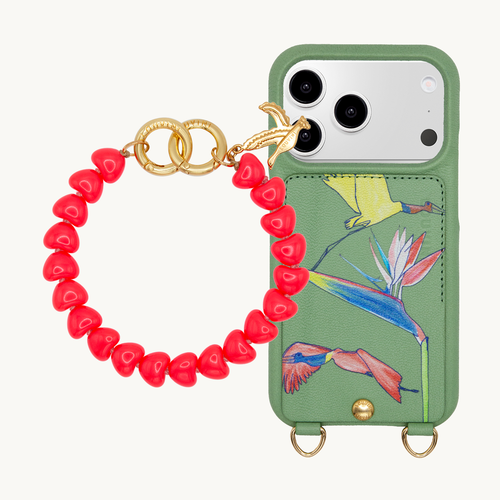 Coque iPhone LOU x FILIPE JARDIM Vert clair & Bracelet TINY CUORE Corail