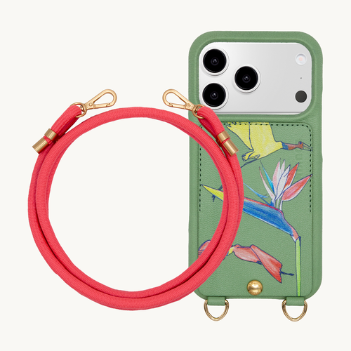 Coque iPhone LOU x FILIPE JARDIM Vert-Clair & Cordon TESSA POP Rose