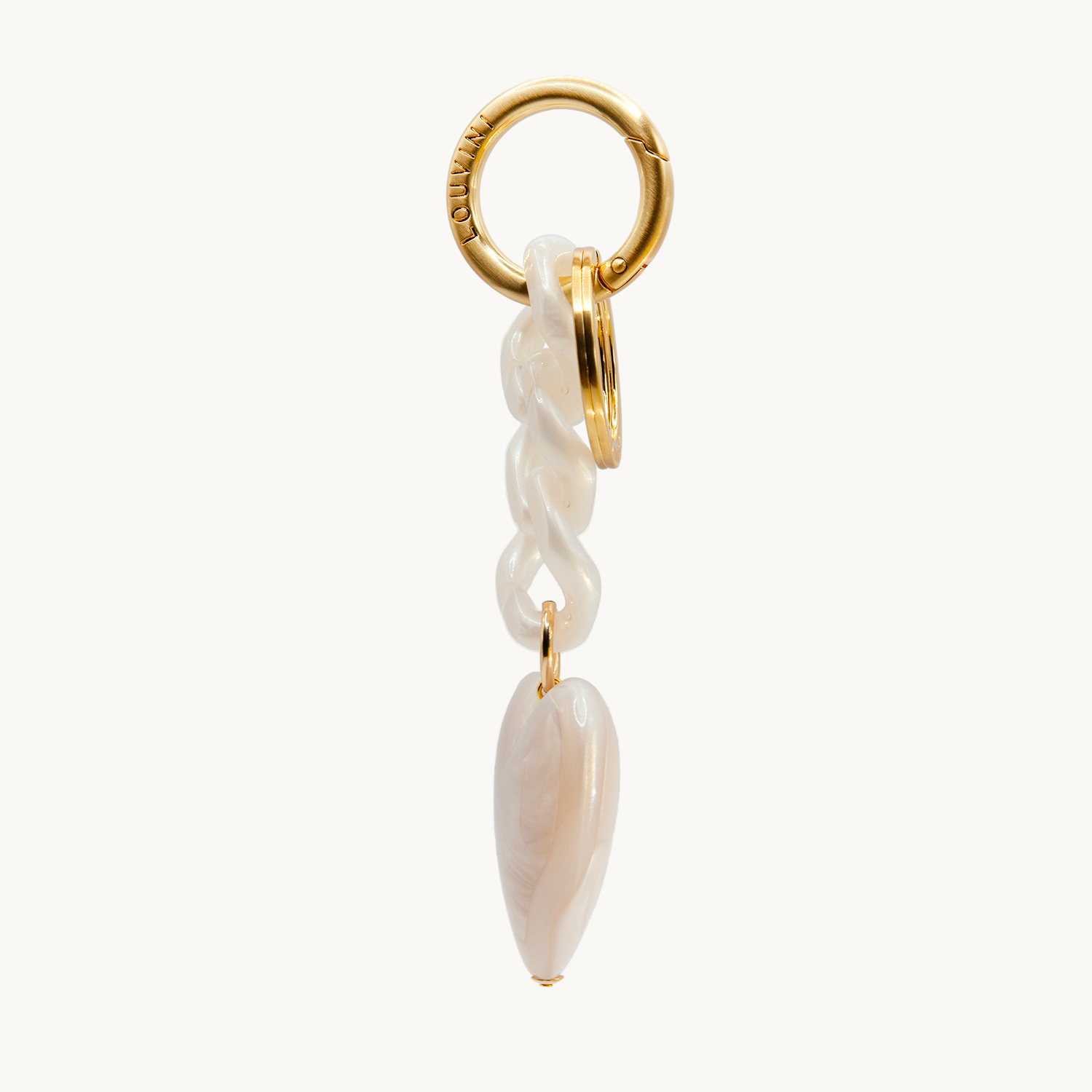 PORTE-CLÉ GRAND COEUR - Perles Blanches