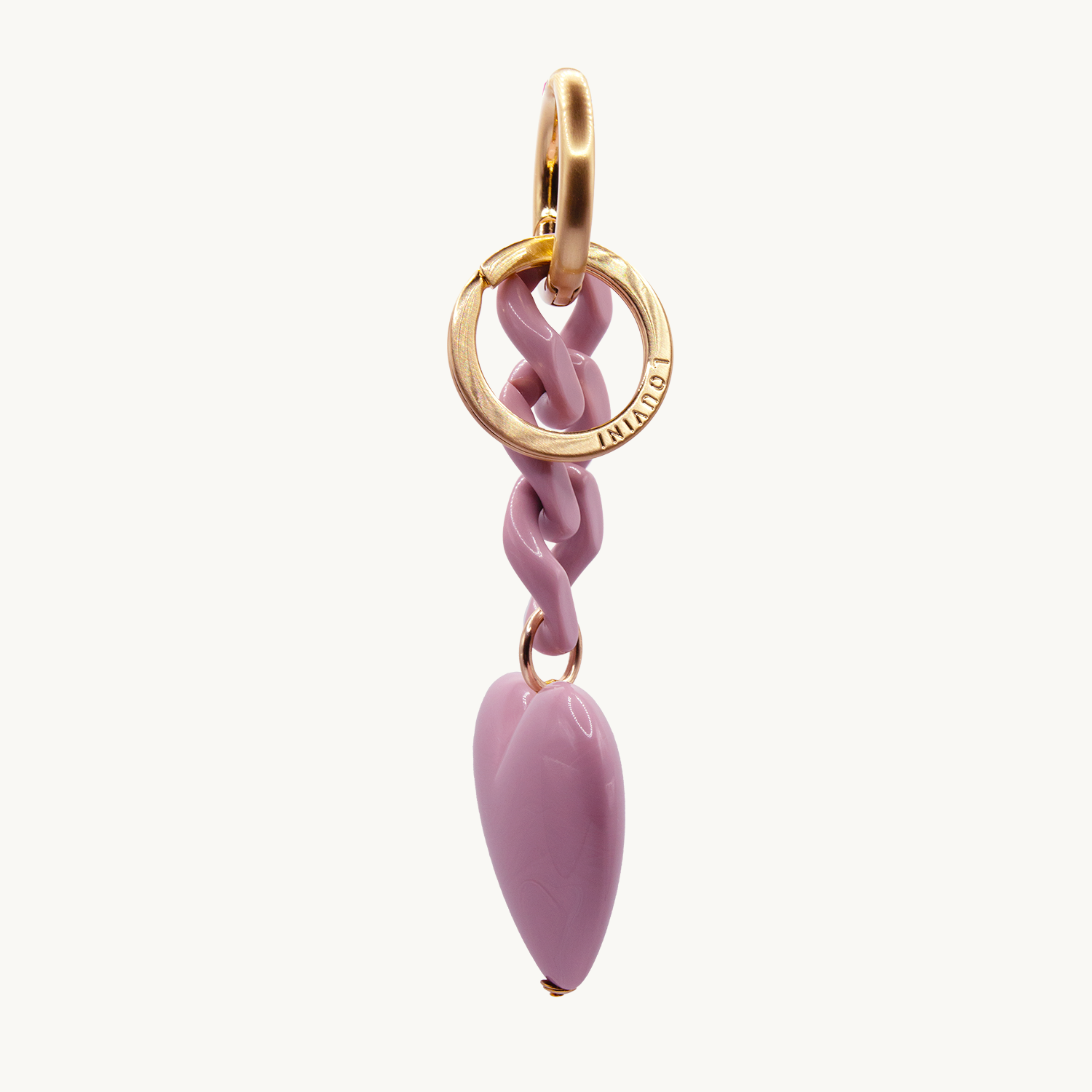 PORTE-CLÉ GRAND COEUR - Antique Rose