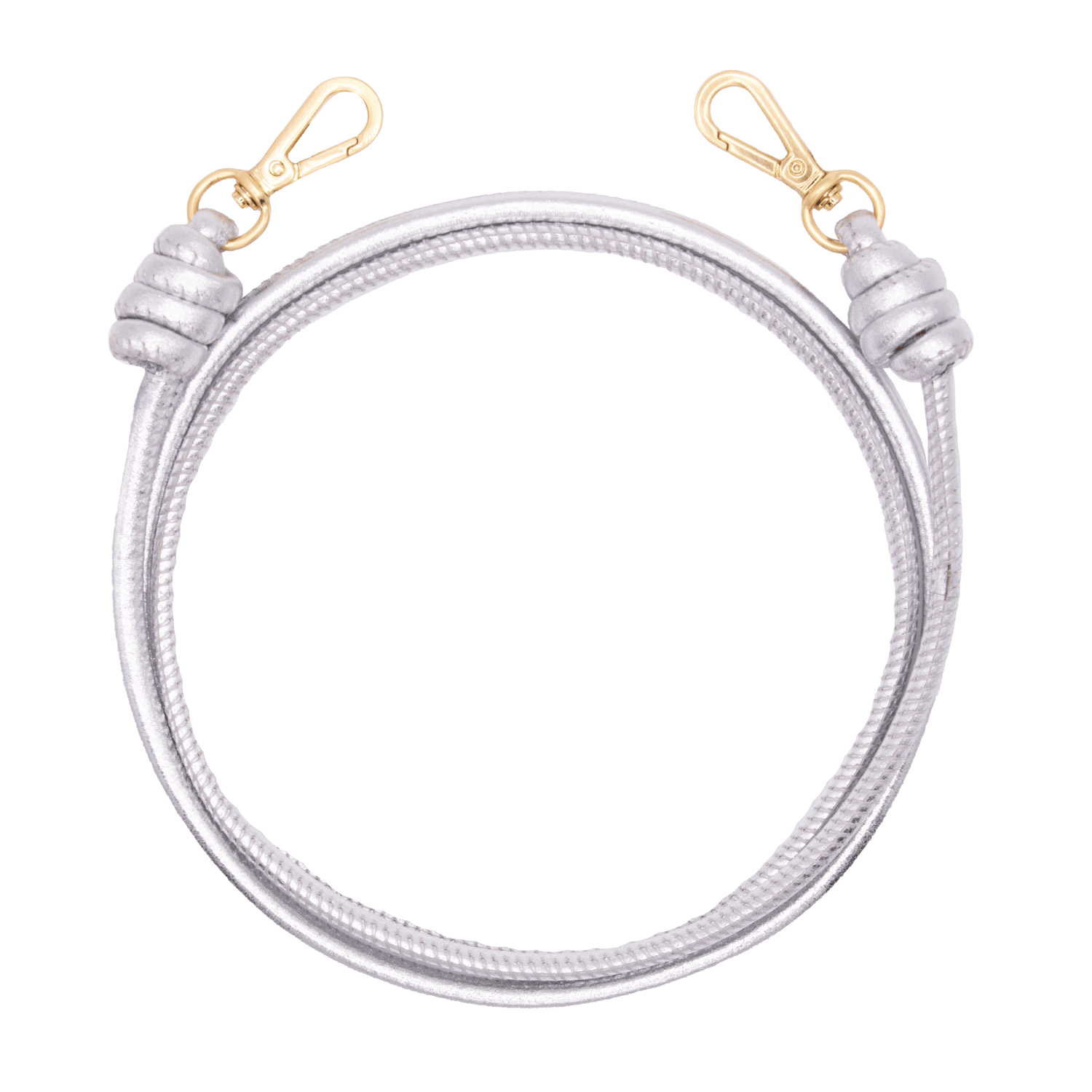 Cordon de telephone bandouliere en cuir argente