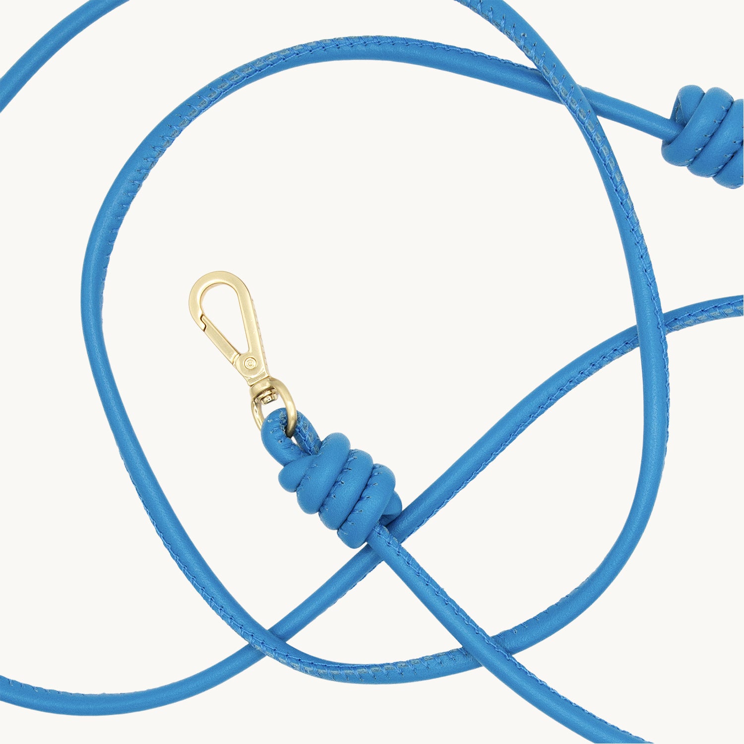Cordon de telephone bandouliere en cuir bleu azur