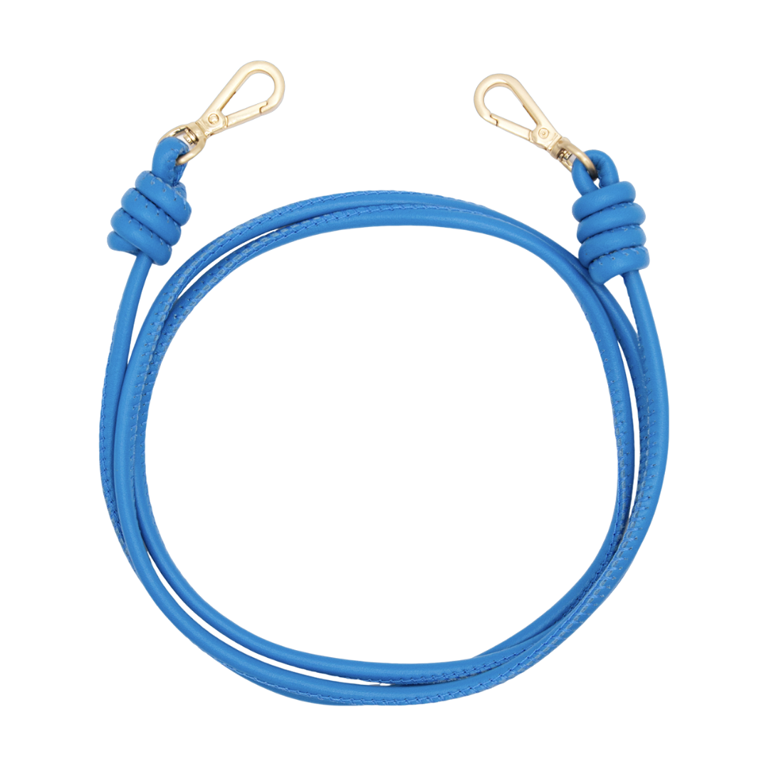 Cordon de telephone bandouliere en cuir bleu azur