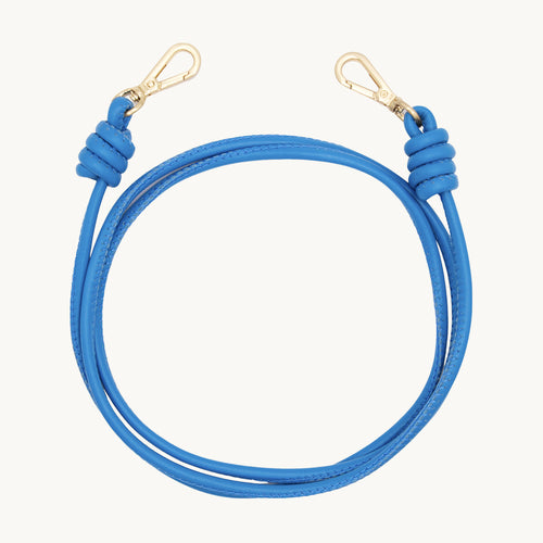 Cordon de telephone bandouliere en cuir bleu azur