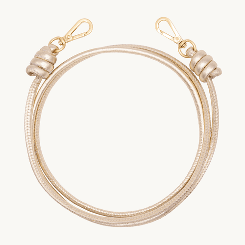 Cordon de telephone bandouliere en cuir dore