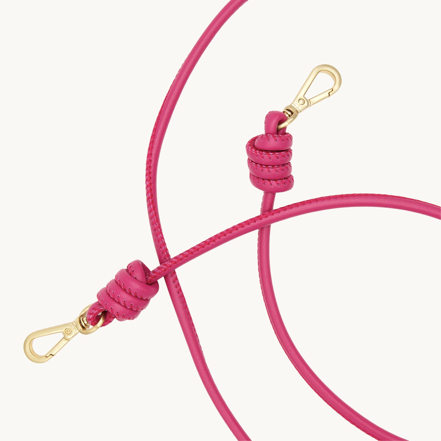 Cordon de telephone bandouliere en cuir fuchsia