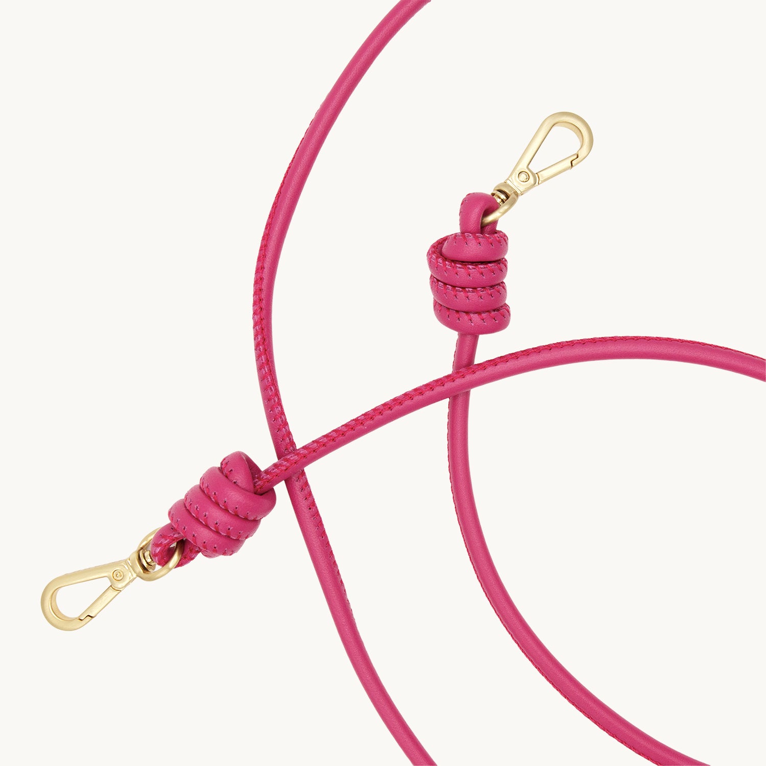 cordon en cuir pour telephone bandouliere rose Fuchsia mousquetons dorés