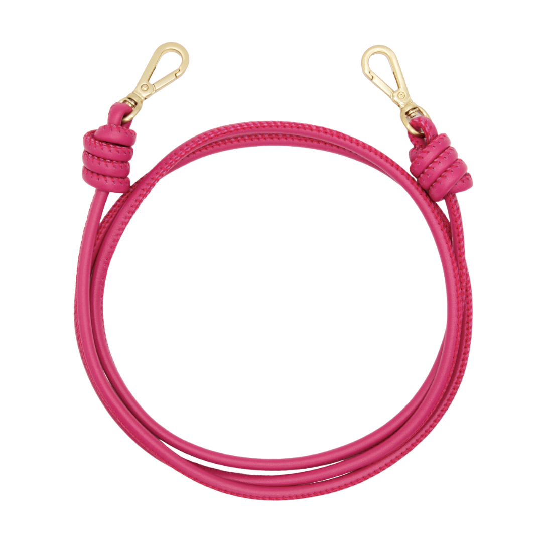 Cordon de telephone bandouliere en cuir fuchsia