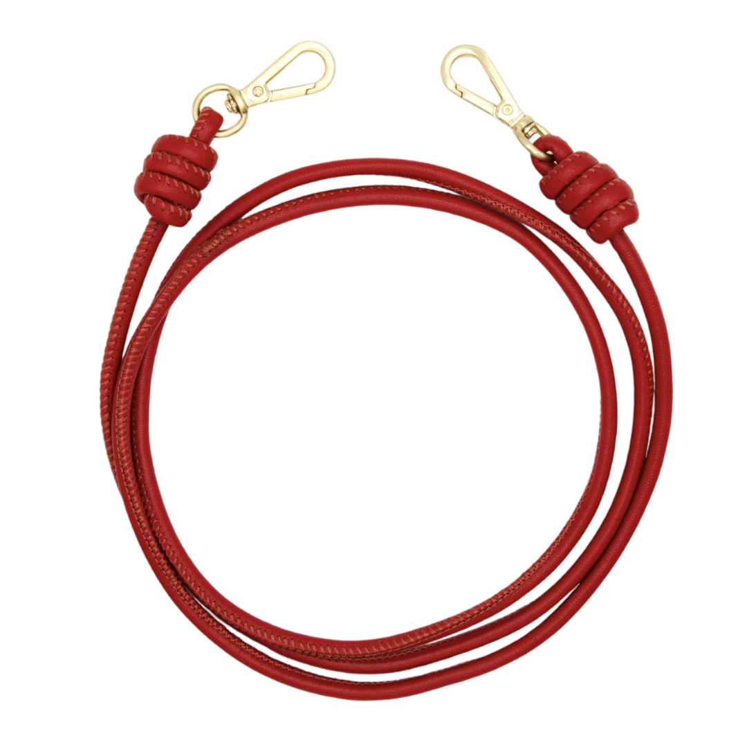 Cordon de telephone bandouliere en cuir rouge