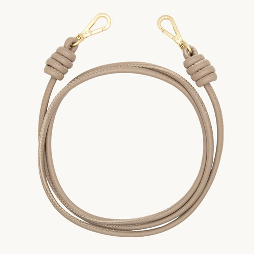 Cordon de telephone bandouliere en cuir taupe