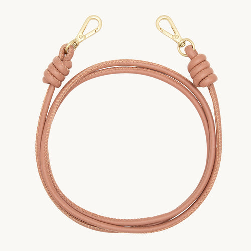 Cordon de telephone bandouliere en cuir vieux rose