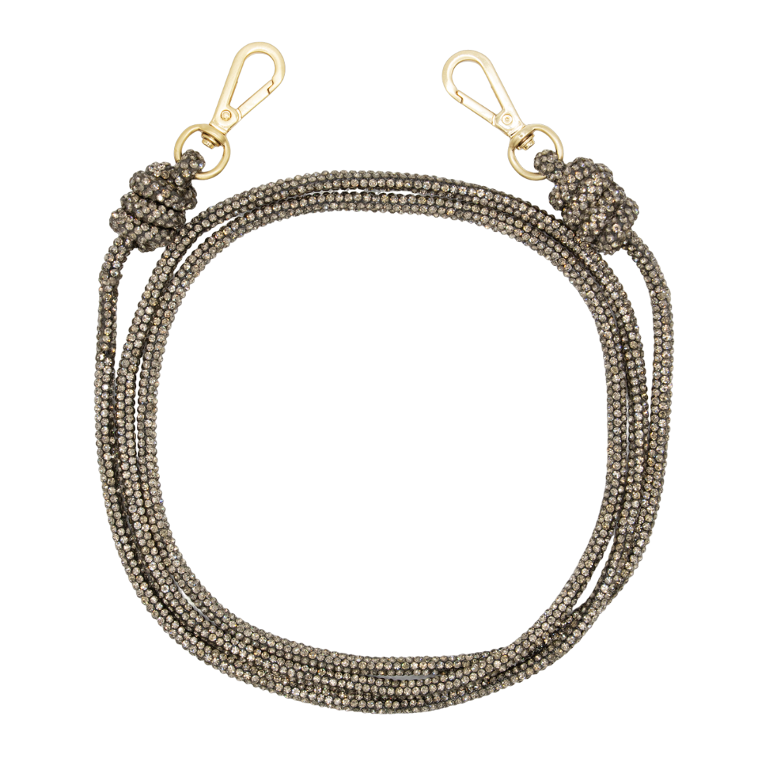 Cordon de telephone bandouliere a strass anthracite