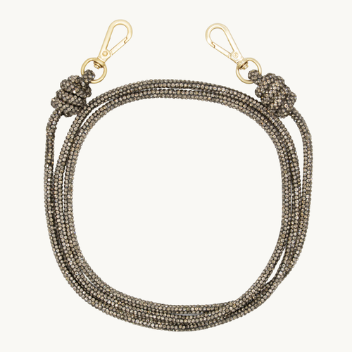 Cordon de telephone bandouliere a strass anthracite