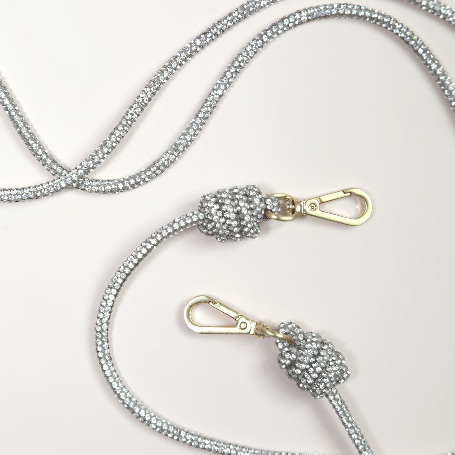 Cordon de telephone bandouliere a strass argente