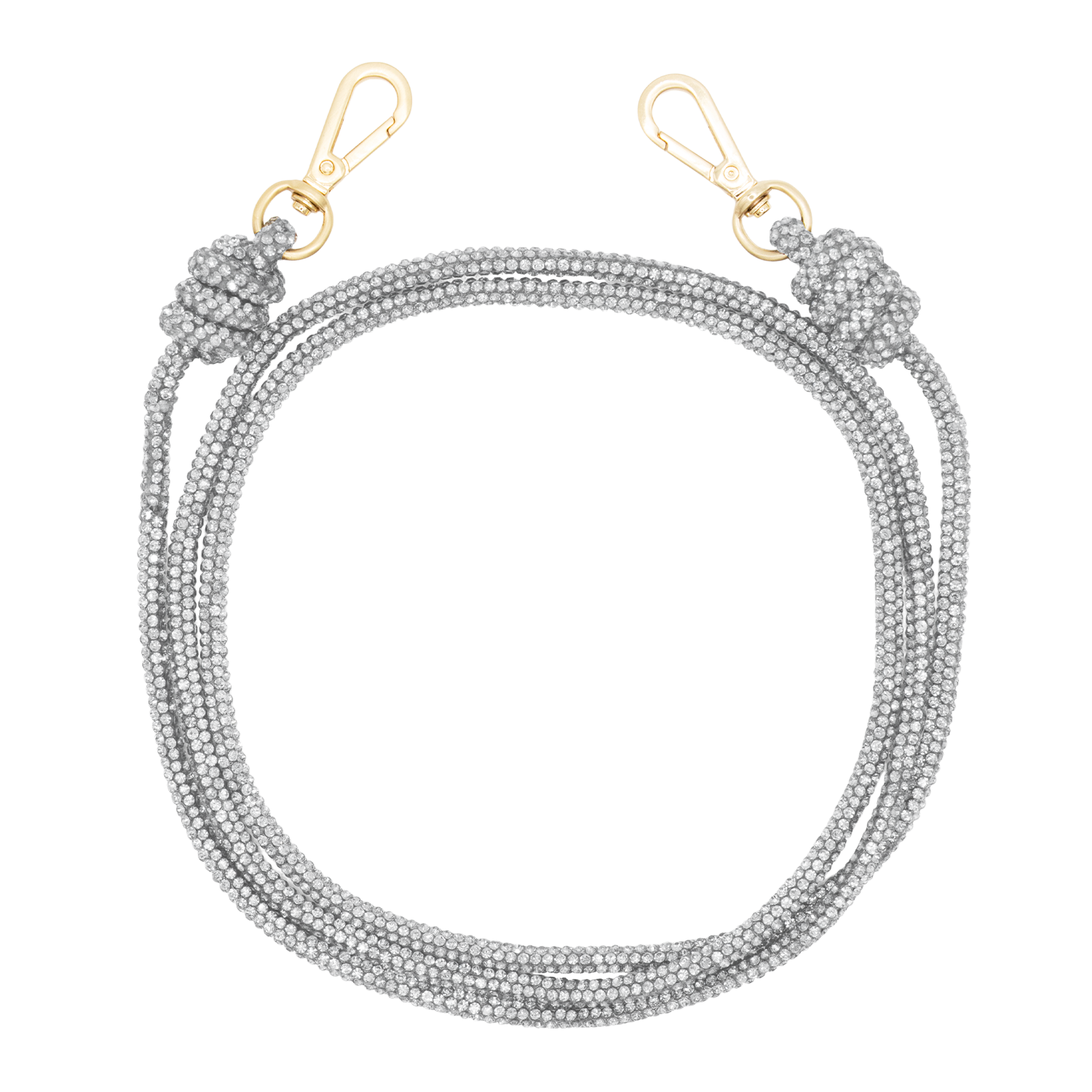 Cordon de telephone bandouliere a strass argente