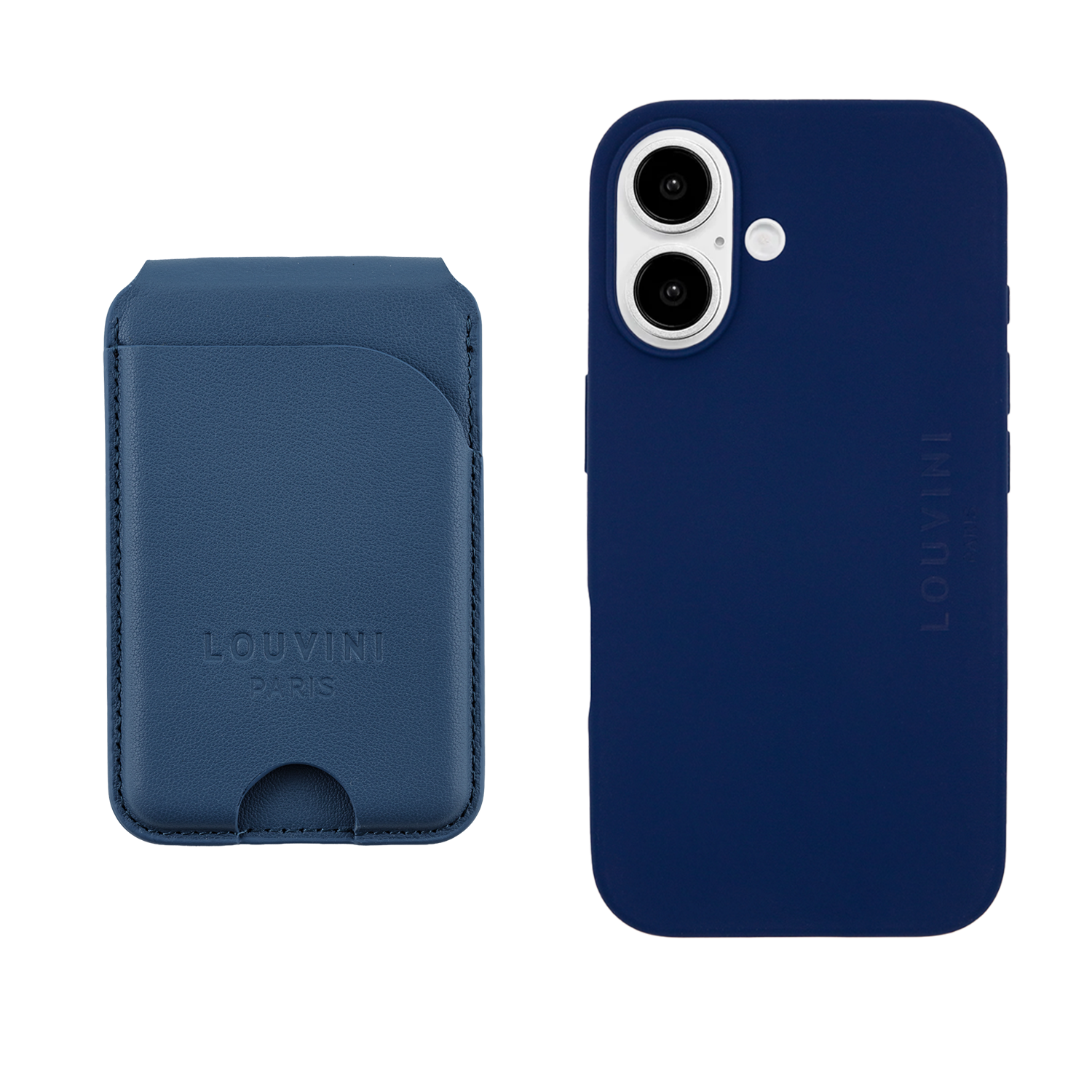 Coque iPhone LEO MagSafe Marine & Porte carte SENTRA Bleu