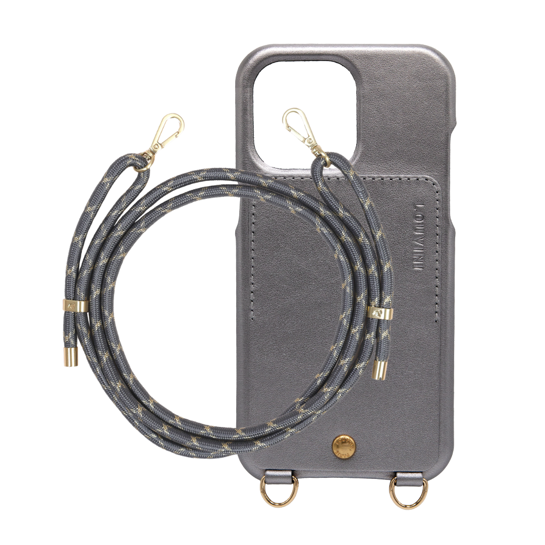 Lou Anthracite Metallic Case & Tessa Grey-Gold Cord