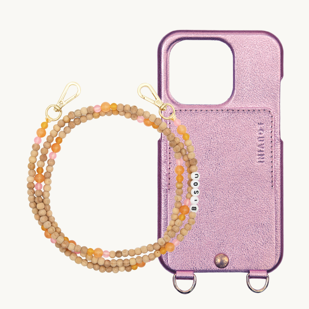 Lou Pink Metallic Case & Arielle Bisou Chain