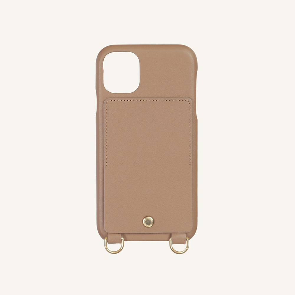 Coque iPhone cuir porte carte avec anneaux LOU camel